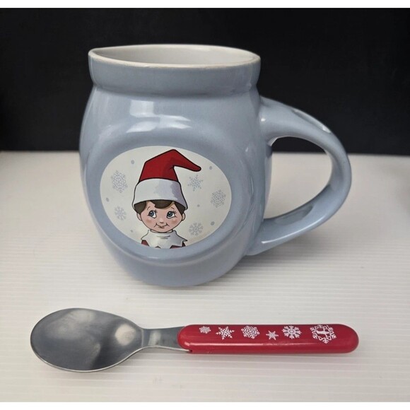 Elf Hot Cocoa Hot Chocolate Mug Cup Christmas Blue With Spoon CCA & B 2020 - Picture 10 of 14